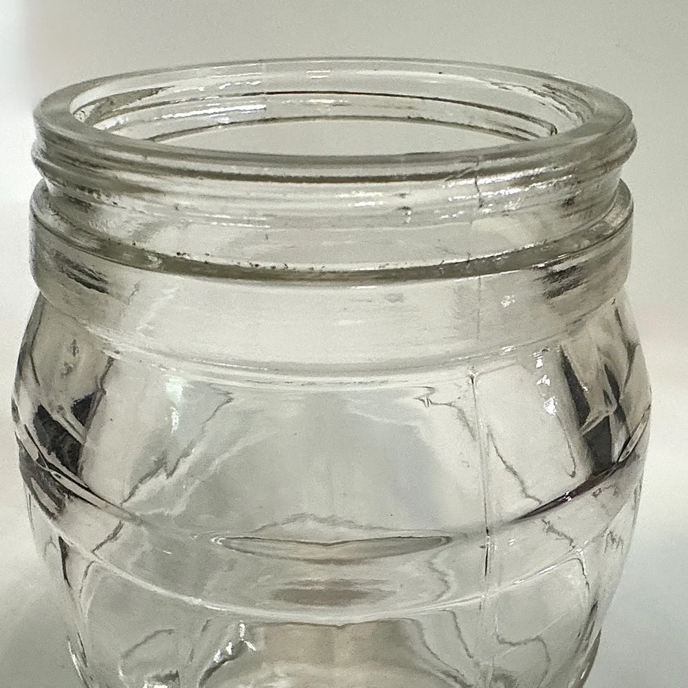 Vintage Glass Barrel Jar Coin Bank